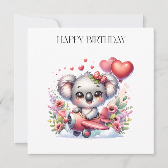 Invitación Cumpleaños de Koala Volador (Anverso)