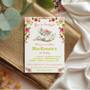 Invitación Cumpleaños de Koala y Floral