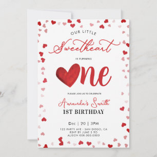 Invitación Cumpleaños de la 1ª niña en San Valentín