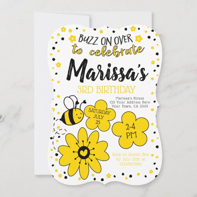 Invitación Cumpleaños de la abeja (Anverso)