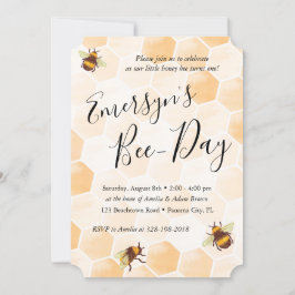 Invitación Cumpleaños de la abeja acuarela