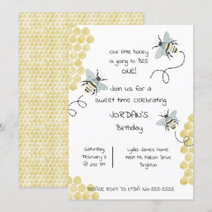Invitación Cumpleaños de la Abeja de la Miel - Neutral de gén