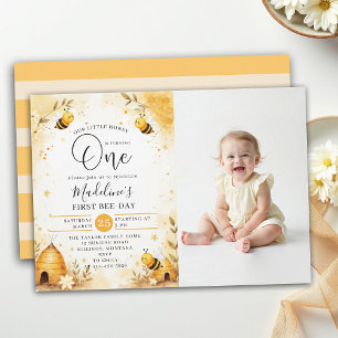 Invitación Cumpleaños de la Abeja de Miel Acuarela Foto Lindo