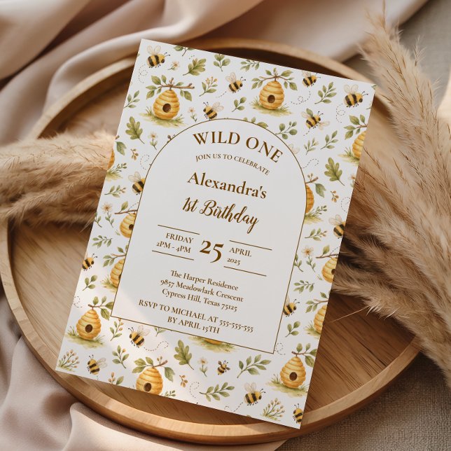 Invitación Cumpleaños de la Abeja de Miel Dulce Salvaje Uno (Subido por el creador)