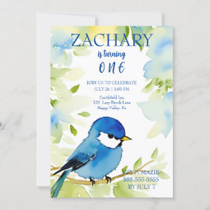 Invitación Cumpleaños de la acuarela de Bluebird