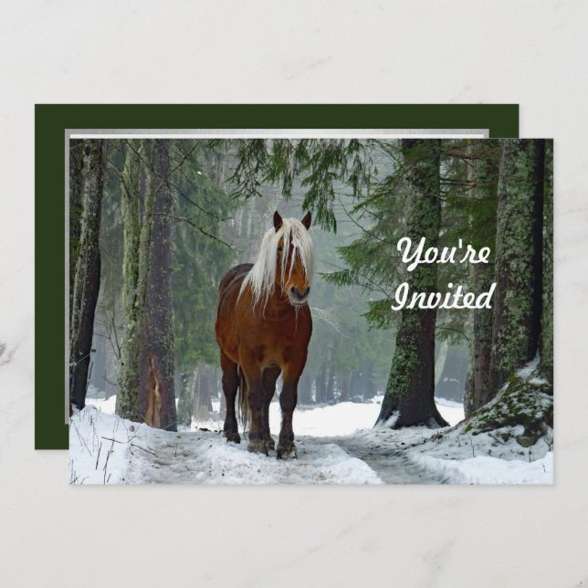 Invitación Cumpleaños de la acuarela de nieve de bosque de ca (Anverso / Reverso)