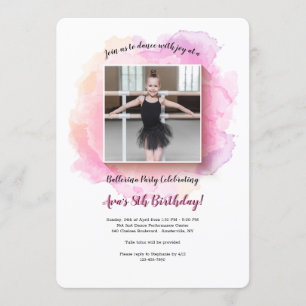 Invitación Cumpleaños de la acuarela del marco blanco