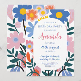 Invitación Cumpleaños de la Alegría Floral Radiante