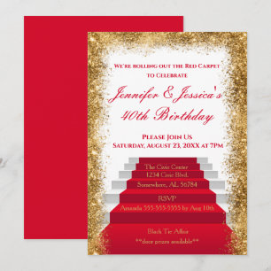 Invitación Cumpleaños de la Alfombra Roja Blanca y Oro