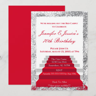 Invitación Cumpleaños de la Alfombra Roja Blanca y Plata