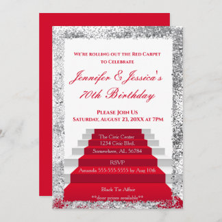 Invitación Cumpleaños de la Alfombra Roja Blanca y Plata