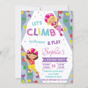 Invitación Cumpleaños de la aventura de escalada del Chica de