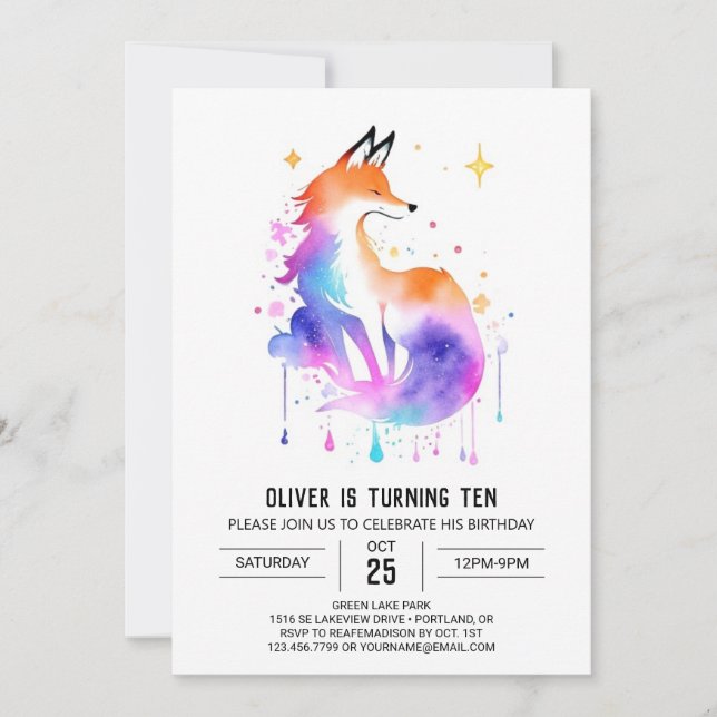 Invitación Cumpleaños de la aventura forestal de Fox Friends (Anverso)