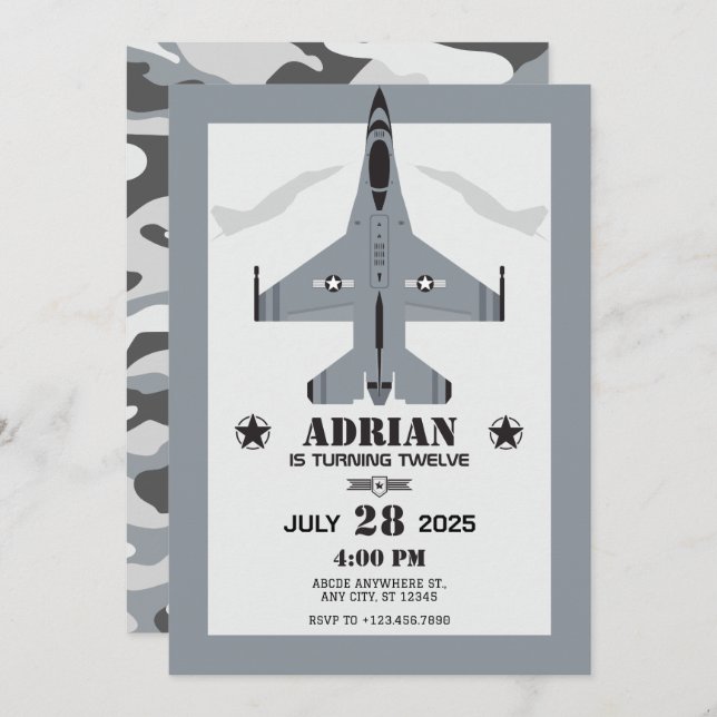Invitación Cumpleaños de la aviación (Anverso / Reverso)