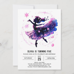 Invitación Cumpleaños de la bailarina Ballerina Imprimible