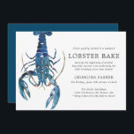 Invitación Cumpleaños de la Bake Ocean Blue Lobster<br><div class="desc">Un conjunto de invitaciones para el cumpleaños de bogavante para su próxima barbacoa o fiesta relacionado con el marisco. Estas invitaciones incluyen un simple texto negro de carbón vegetal, junto con un ilustracion único de langosta azul estilo acuarela centrado hacia el lado. Al revés de la invitación hay un color...</div>