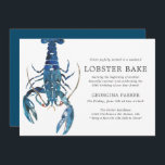 Invitación Cumpleaños de la Bake Ocean Blue Lobster<br><div class="desc">Un conjunto de invitaciones para el cumpleaños de bogavante para su próxima barbacoa o fiesta relacionado con el marisco. Estas invitaciones incluyen un simple texto negro de carbón vegetal, junto con un ilustracion único de langosta azul estilo acuarela centrado hacia el lado. Al revés de la invitación hay un color...</div>