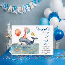 Invitación Cumpleaños de la ballena de un chico del tiempo