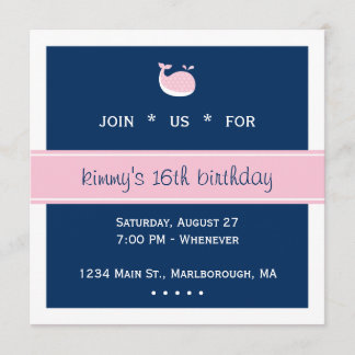 Invitación Cumpleaños de la ballena perrito rosa