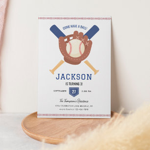 Invitación Cumpleaños de la Batalla Minimalista de Béisbol Mo