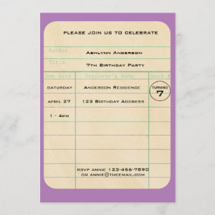 Invitación Cumpleaños de la Biblioteca Púrpura