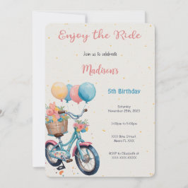 Invitación Cumpleaños de la bicicleta rosa y azul