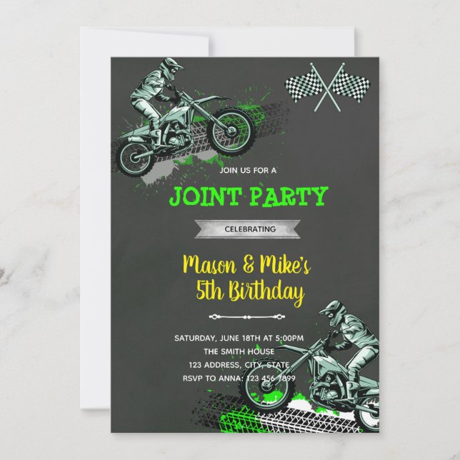 Invitación Cumpleaños de la bicicleta sucia (Anverso)