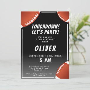 Invitación Cumpleaños de la Bola de Fútbol Americana Touchdow