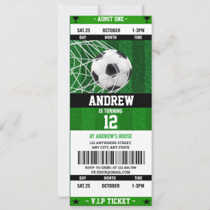 Invitación Cumpleaños de la boleta de boleto de fútbol person
