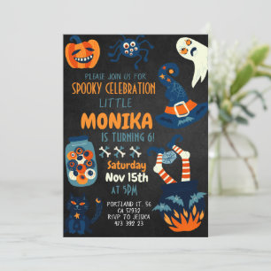 Invitación Cumpleaños de la bruja negra de Halloween