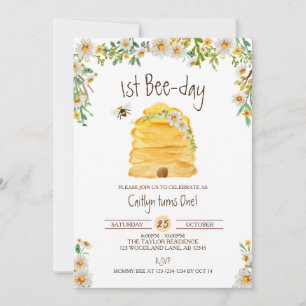 Invitación Cumpleaños de la Bumble Bee, primer Día de la Abej