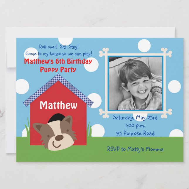 Invitación Cumpleaños de la cachorro (Anverso)