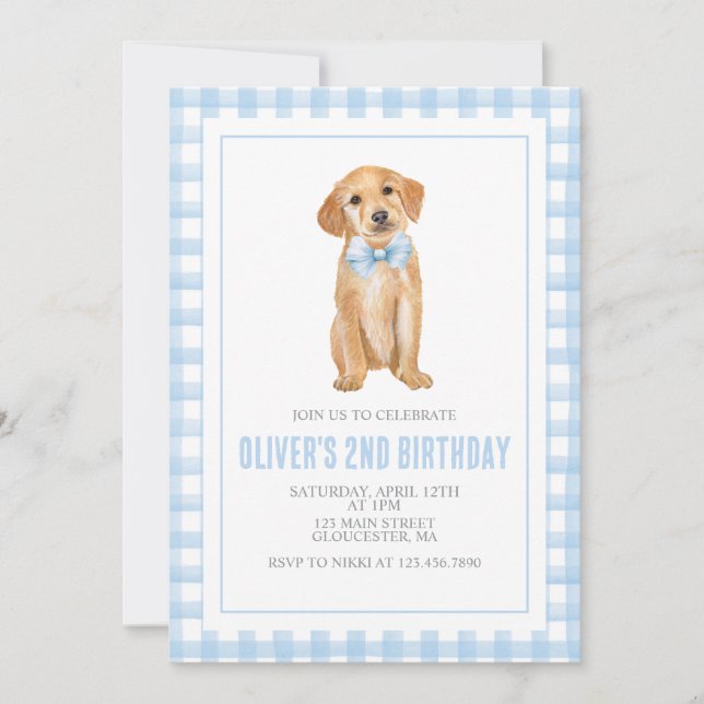 Invitación Cumpleaños de la cachorro perrito (Anverso)