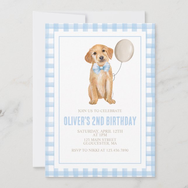 Invitación Cumpleaños de la cachorro perrito (Anverso)