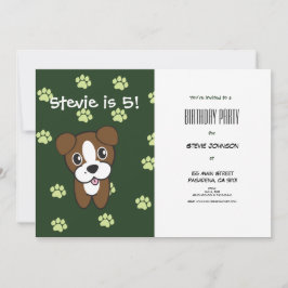 Invitación Cumpleaños de la cachorro verde super lindo