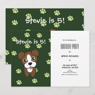 Invitación Cumpleaños de la cachorro verde super lindo