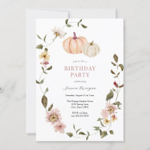 Invitación Cumpleaños de la Calabaza Floral Wreath