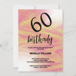 Invitación Cumpleaños de la Caligrafía de Coral Purpurina Pla