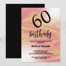 Invitación Cumpleaños de la Caligrafía de Coral Purpurina Pla