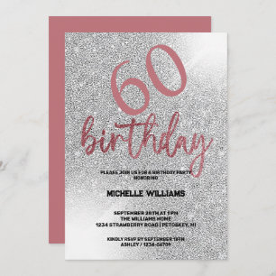 Invitación Cumpleaños de la Caligrafía de Coral Purpurina Pla