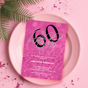 Invitación Cumpleaños de la caligrafía Purpurina Silver