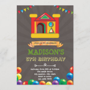 Invitación Cumpleaños de la casa de rebotes de bolas