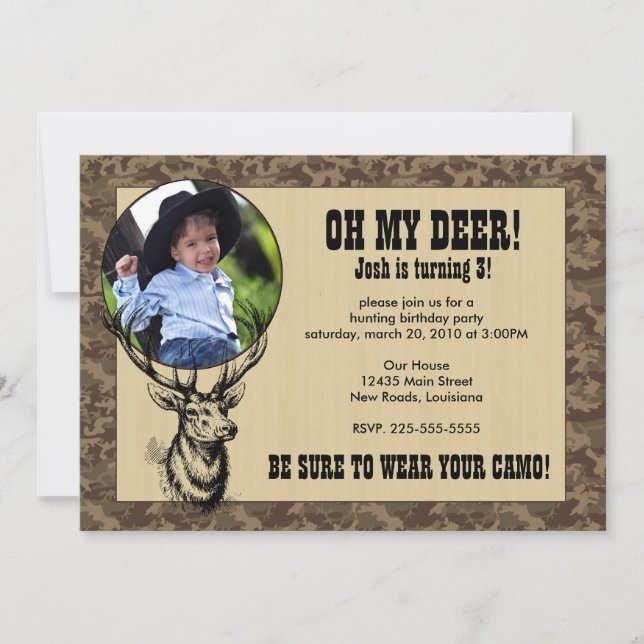 Invitación Cumpleaños de la caza (Anverso)