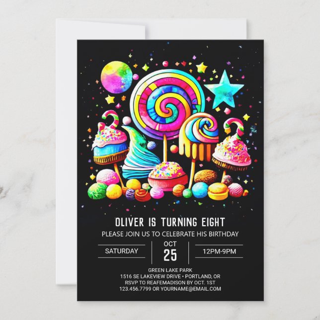 Invitación Cumpleaños de la celebración del Candy (Anverso)
