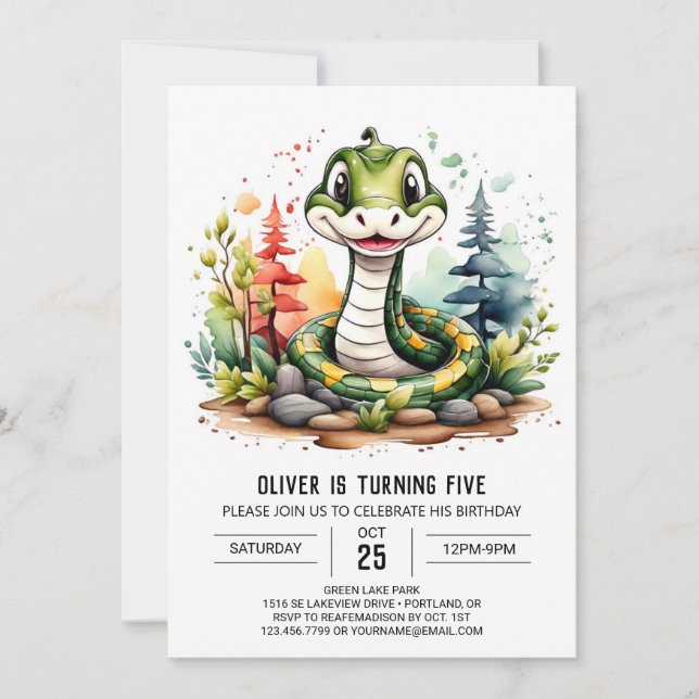 Invitación Cumpleaños de la celebración del Reptile Moderno (Anverso)