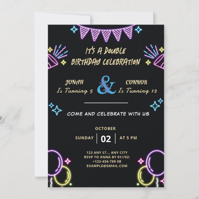 Invitación Cumpleaños de la celebración doble (Anverso)
