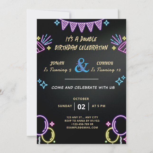 Invitación Cumpleaños de la celebración doble (Anverso)