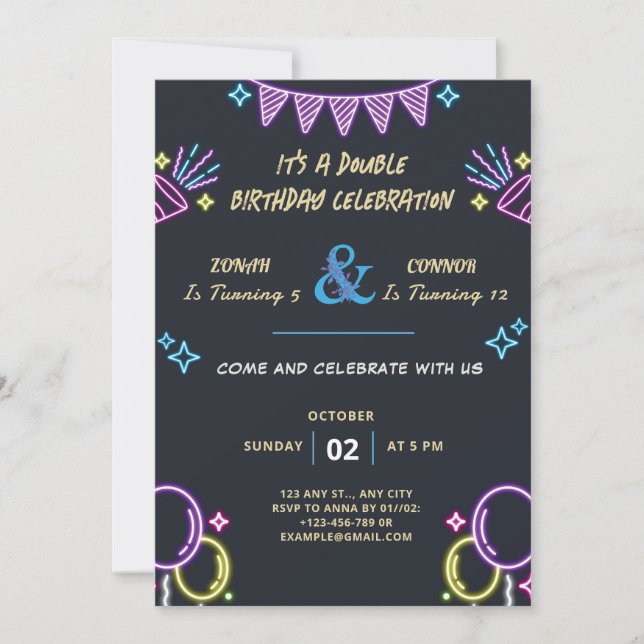 Invitación Cumpleaños de la celebración doble (Anverso)