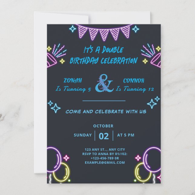 Invitación Cumpleaños de la celebración doble (Anverso)