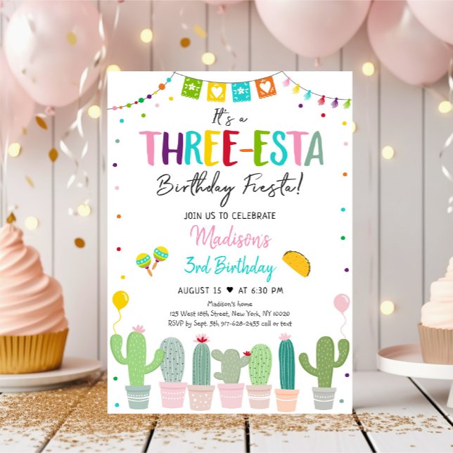 Invitación Cumpleaños de la Chica de Three-esta Fiesta Cactus (Subido por el creador)